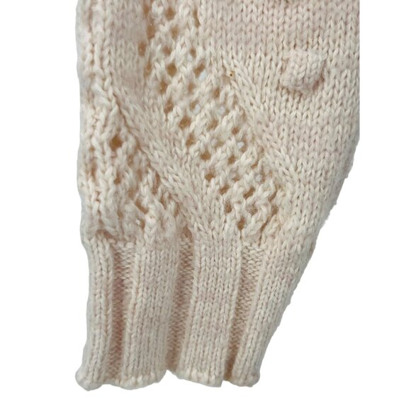 Free People Cozy Cream Cable-Knit Mock Neck Heart Sweater - Picture 6 of 15